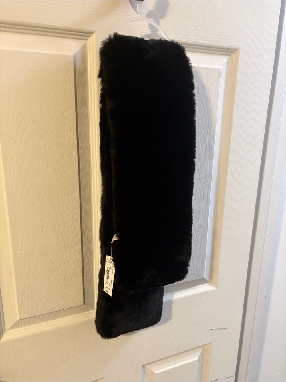 A beautiful black faux fur scarf
